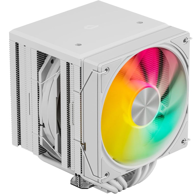 upHere CPU Cooler Air, Dual Tower ARGB CPU Cooler with 120mm PWM Fan, 6 Heat Pipes CPU Air Cooler ARGB for AM5/AM4/AM3, Cooler for PC Compatible with Intel LGA1851/1700/1150/2011/2066/1151/1155/1156(White) - Image 1
